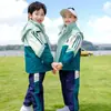 Traje de uniforme escolar para meninos e meninas outono e inverno roupas de classe estudantil roupas de jardim de infância camisa de duas peças falsas camisa de manga comprida colete de suéter