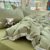 Conjunto de Quatro Peças em Renda 100% Algodão Classe A Estilo Fresco Ins Fio de Algodão Tingido Jacquard Cor Sólida Conjunto de Três Peças para Dormitório Estudantil