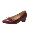 Zapatos planos de punta fina con lazo y tacón bajo, modelo 2026, para mujer, charol color nude, corte bajo, adecuados para ir al trabajo, suela suave, zapatos de vestir elegantes y que estilizan