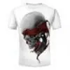 Moda Masculina Casual Cráneo Blanco y Negro 3D Pareja Impresión Digital 3D Camiseta Holgada para Hombres y Mujeres Mangas Cortas