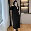 Vestido suéter longo de gola alta folgado plus size transfronteiriço, comprimento abaixo do joelho, casual, rejuvenescedor, versátil, outono e inverno 2026