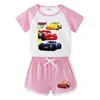 Roupa de Verão Nova Infantil para Menino Roupa de Duas Peças Casual Esportiva Shorts de Ciclismo Camiseta de Manga Curta Shorts