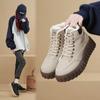 Nuevos Zapatos de Algodón para Mujer Botas de Cuero Superficie Suave Más Terciopelo Cálido Adolescentes Negro Casual Moda Zapatos de Cuero