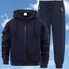 Novo Conjunto Masculino de Venda Quente Transfronteiriça com Jaqueta com Zíper e Calça Esportiva Conjunto de Duas Peças Moletom Masculino e Calça de Moletom