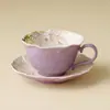 Taza de Café de Glicinia de Primavera de Fábrica Set de Mariposas Taza de Cerámica de Alta Gama con Tacto Lujoso, Elegante y Hermosa Taza para Latte