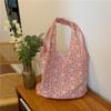 15241 Bolso de Lona Bordado con Flores Estilo Japonés y Coreano Ins Estéreo Bolso de Hombro y Axila de Moda Bolso de Tela para Compras para Estudiantes Universitarios