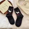 Calcetines de Terciopelo Vintage de Cachorro Australiano Fairland Calcetines Cálidos Espesos de Felpa con Combinación de Colores Otoño e Invierno Japonés Calcetines de Media Caña para Mujer Versátiles