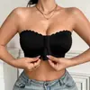 Venta Caliente Transfronteriza Bandeau Estampado de Leopardo Retro Borde Ondulado Inalámbrico de una Pieza Antideslizante Bandeau Chica Picante Ropa Interior para Mujer
