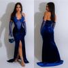 C6801 transfronterizo AliExpress Amazon moda europea y americana para mujer vestido halter liso con abertura sexy