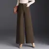 Calça Elegante de Perna Larga para Mulheres, Nova Coleção Outono/Inverno 2026, Calça Reta Emagrecedora de Cintura Alta, Calça Casual Solta e com Caimento