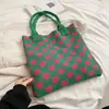 Bolsa con Estampado de Letras para Mujer, Bolso Tote de Gran Capacidad, Bolso de Hombro Simple Versátil, Bolso Tejido de Punto Novedoso Estilo Coreano, Transfronterizo