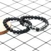 Pulseira de Terno de Comércio Exterior Europeu e Americano Transfronteiriço Pulseira de Contas de Pedra Biliar Preta Olho de Tigre Fosca Envelhecida Linha Preta Elástica Solta Corda de Mão