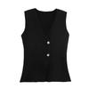 Chaleco de punto con botones, falda, nuevo estilo europeo y americano transfronterizo, top negro para mujer