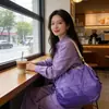Bolsa de Compras Plegable de Color Sólido con Impresión de Logo, Bolso de Hombro Portátil, Bolsa Plegable tipo Acordeón para Viaje de Gran Capacidad Ecológica