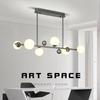 Sala de estar nórdica feijão mágico vidro lâmpada molecular Hall círculo anel iluminação de designer restaurante lustre longo personalizado