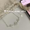 Estilo Japonés Estilo K Joyería Pequeña Fresca de Plata Plata de Ley S925 Collar de Rama Flor de Ciruelo Diseño de Nicho Cadena para Clavícula para Mujeres