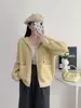 Cárdigan de Punto de Lana Doble Cara con Capucha de Color Contrastante 2025 Otoño e Invierno Nuevo Estilo Coreano Holgado Casual Versátil Chaqueta Suéter para Mujer