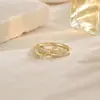 Anel Diamante Ondulação de Água Retrô de Luxo Leve Top de Linha Diamante Folha Personalizado Versátil Design Nicho Empilhável Anel Dedo Indicador