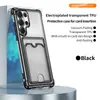 Adecuado para funda de teléfono Samsung S26U transparente electrochapada, nuevo tarjetero S25, nueva ranura para tarjetas S24A57A36 cubierta anticaídas