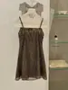 WGWE Vestido de Verano Retro Chic Leopardo Margarita con Tira de Cordón Ajustable Versátil Ajustado W10602