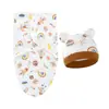 Saco de Dormir Toalha de Banho Pura Algodão para Recém-nascido Conjunto de Chapéu Fetal Ursinho Fofo para Bebês Masculinos e Femininos Primavera e Outono Enrolador Anti-susto