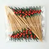 Espetos de Bambu Tingidos com Cabos Pretos e Contas Vermelhas, Palitos Descartáveis, Espetos Decorativos de Bambu Pintados, Espetos para Frutas, Espetos para Coquetéis