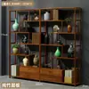 Librero de Madera Maciza Estilo Chino Mueble para Té Vinoteca Estante para Flores Gabinete Divisorio Adornos para Sala de Estar Estante de Almacenamiento de Pie de Múltiples Capas