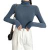 Camisa Base Gola Alta Lisa para Mulheres 2026 Versátil Estilo Coreano Tendência Outono e Inverno Camiseta de Manga Longa Top Justo para Mulheres