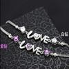 Wei Hua amor romántico moda mujeres Joyería de mano Chapada en Plata mujeres amor corazón de doble diamante pulsera venta al por mayor de fábrica