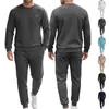 Conjunto Casual Jacquard de Manga Longa Masculino Amazon Primavera Outono Blusa Calça Jogger Esportiva Calças com Cordão Estilo Europeu Americano Masculino