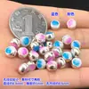 Plata Pura S999 Pegamento Azul Quemado Gradiente Azul Separados Cuentas Redondas Pulsera de Cristal Pulsera Trenzada Collar Accesorios DIY