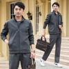 Conjunto Esportivo Masculino Casaco Casual Coreano Primavera e Outono Moletom de Corrida para Meia-idade Calças Conjunto de Duas Peças