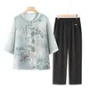 Camisa de Verano para Abuela, Ropa Estilo Chino, Traje de Verano para Madres de Mediana Edad y Mayores, Nuevo Estilo Blusa Holgada para Personas Mayores y Señoras