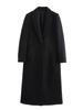 Roupas Europeias e Americanas Transfronteiriças Aliexpress Ins Popular Estilo Outono e Inverno Gola de Terno Botão Único Longo Preto Casaco Outerwear