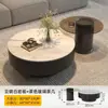Mesa de centro minimalista de pizarra de lujo ligero italiano Mesa de té de vidrio para sala de estar de apartamento pequeño moderno Mesa de té de vidrio para el hogar Combinación de mesa de centro redonda grande y pequeña