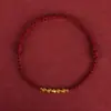Boa Sorte Vem com o Tempo, Pulseira de Fio Vermelho para Homens e Mulheres, Pequenas Contas Douradas na Cor Dourada, Pulseira Trançada para o Ano de Nascimento, Contas da Fortuna
