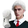 Novo Estilo Chapéu de Juiz Peruca Curta para Cosplay Advogado Festa de Halloween Peruca Completa para Role-Playing Casual Profissional