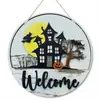 Listado transfronterizo de Amazon: Placa decorativa de madera de bienvenida para puerta, con simulación de planta verde y diversas decoraciones para placas de puerta.