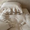 Encaje retro francés lino color natural cuatro piezas algodón lino rústico funda nórdica sábanas 1.8m ropa de cama