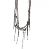 Collar Cruz con Borlas de Cristal Multicapa Cadena para Cuello de Mujer Cadena para Clavícula Accesorios de Alta Gama