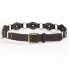 Cinturón Vaquero Occidental Transfronterizo Personalizado de Gama Alta con Remaches Redondos Empalmados Cinturón de Moda Retro Venta al por Mayor para Mujer