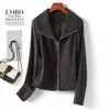 Chaqueta corta ajustada de gamuza estilo motocicleta vintage retro moderna para mujer, nueva colección otoño/invierno 2026, prenda exterior moderna talla grande