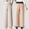 Pantalones Rectos de Lana de Otoño e Invierno para Mamá, para Mujeres de Mediana Edad y Mayores, con Cintura Elástica y Terciopelo Grueso, Talla Grande