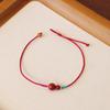 Pulseira de Cinábrio de Alto Conteúdo de Minério Bruto Natural para Mulheres Tecida à Mão Cordão Vermelho Contas Transportadoras Areia Dourada Roxa Pulseira de Cordão Vermelho para Casal