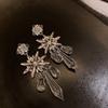 Brincos de borla de flor de zircão com agulha de prata de alta qualidade, brincos de temperamento leve de luxo europeu e americano, brincos de nicho retrô, atacado de mulheres