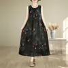 Nuevo vestido largo sin mangas de estilo resort costero con fruncido en la cintura para mujer, talla grande, adelgazante, para mujeres de talla grande, vestido largo con tiras para la playa