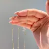 Colar Pingente Borla com Moissanita Cor D Banhado a Ouro 14k para Meninas Pequeno Fresco Doce Elegante Estilo Menina Rica Gargantilha Atacado