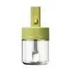 Pote Telescópico para Temperos com Colher Integrada e Tampa, Dispensador de Temperos para Cozinha Doméstica, Frasco de Óleo, Pote de Sal Selado, Recipiente para Temperos