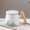 Taza de Oficina con Separación de Té Yuanshan Taza Mug Taza de Té Personal para Hombre con Tapa Taza de Agua de Cerámica de Gran Capacidad LOGO