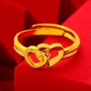 Anel de Amor Transfronteiriço Quente Ouro de Areia Vietnamita Cobre Banhado a Ouro Moda Personalidade Amor Anel Feminino Joia de Mão